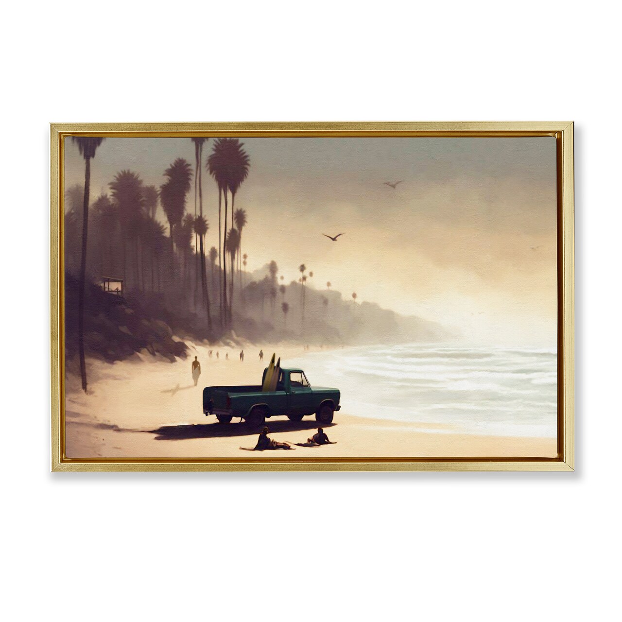Stupell Industries Dreamy Beach Tropical View Floater Framed Canvas Wall Art Design by Noah Bay